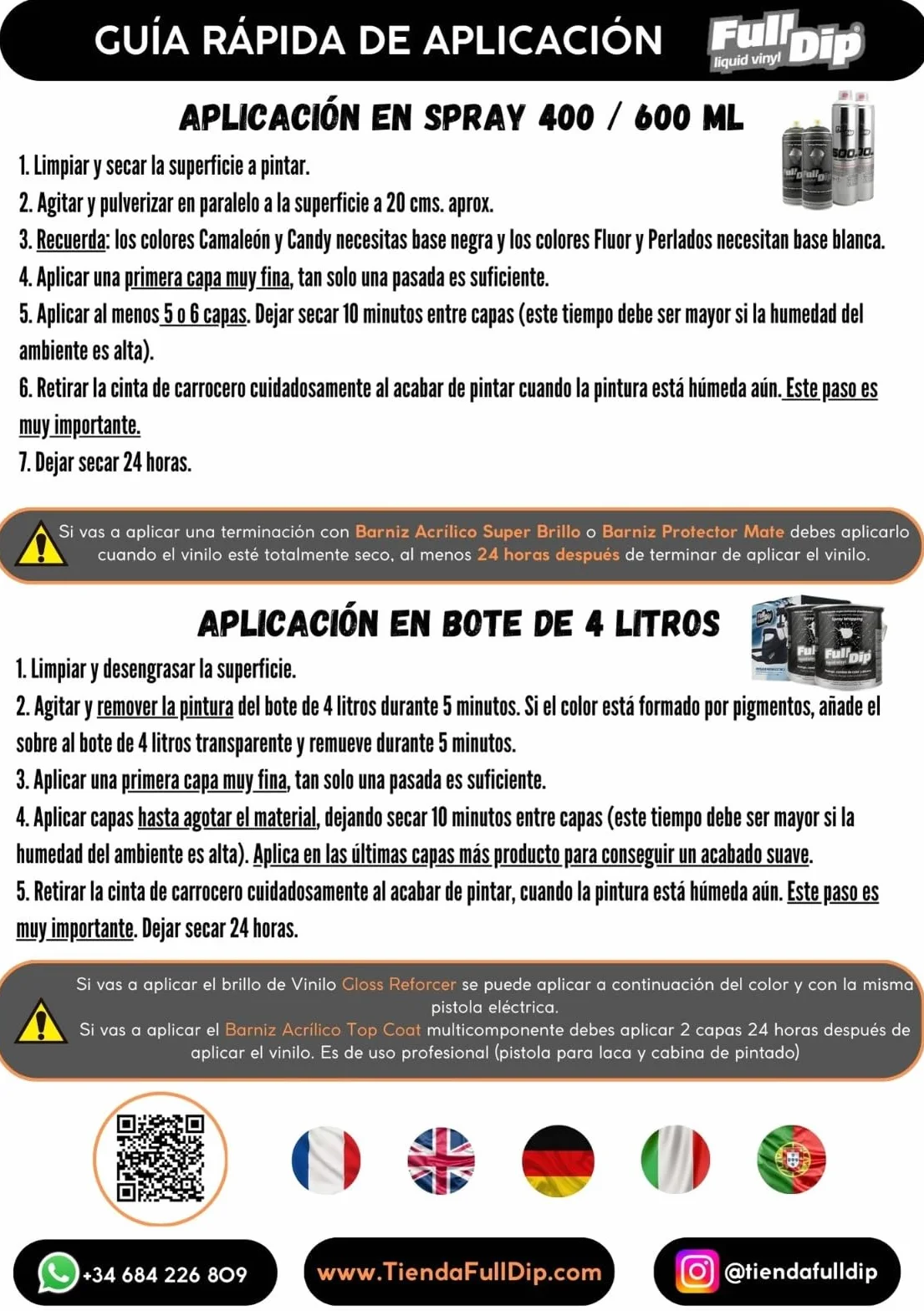 AutoFullCar 4 confezioni da 4 pezzi Full Dip Black WITH Matte Protection