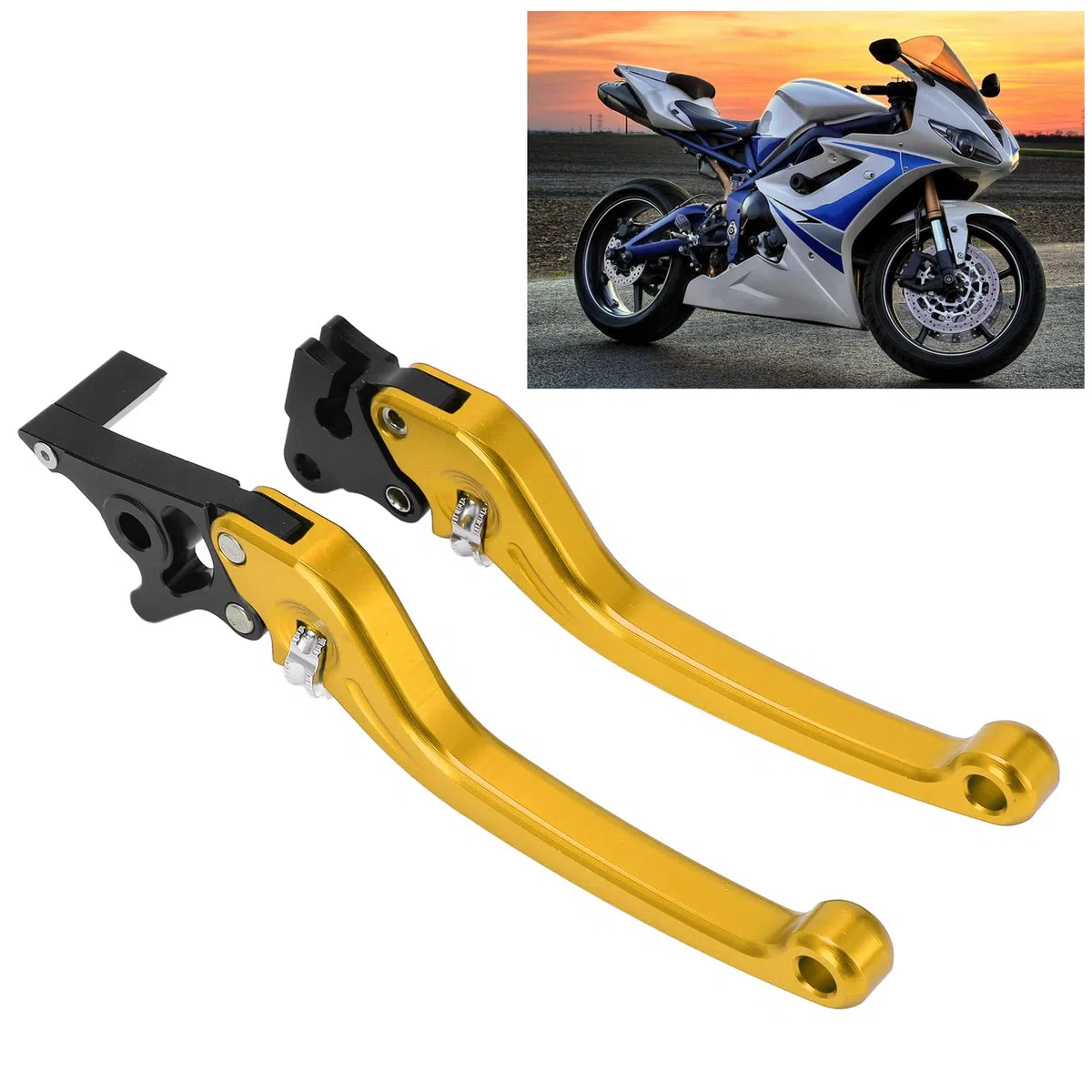 Leva freno e frizione per moto in lega di alluminio ad alta sensibilità, compatibile con accessori universali. (Oro)