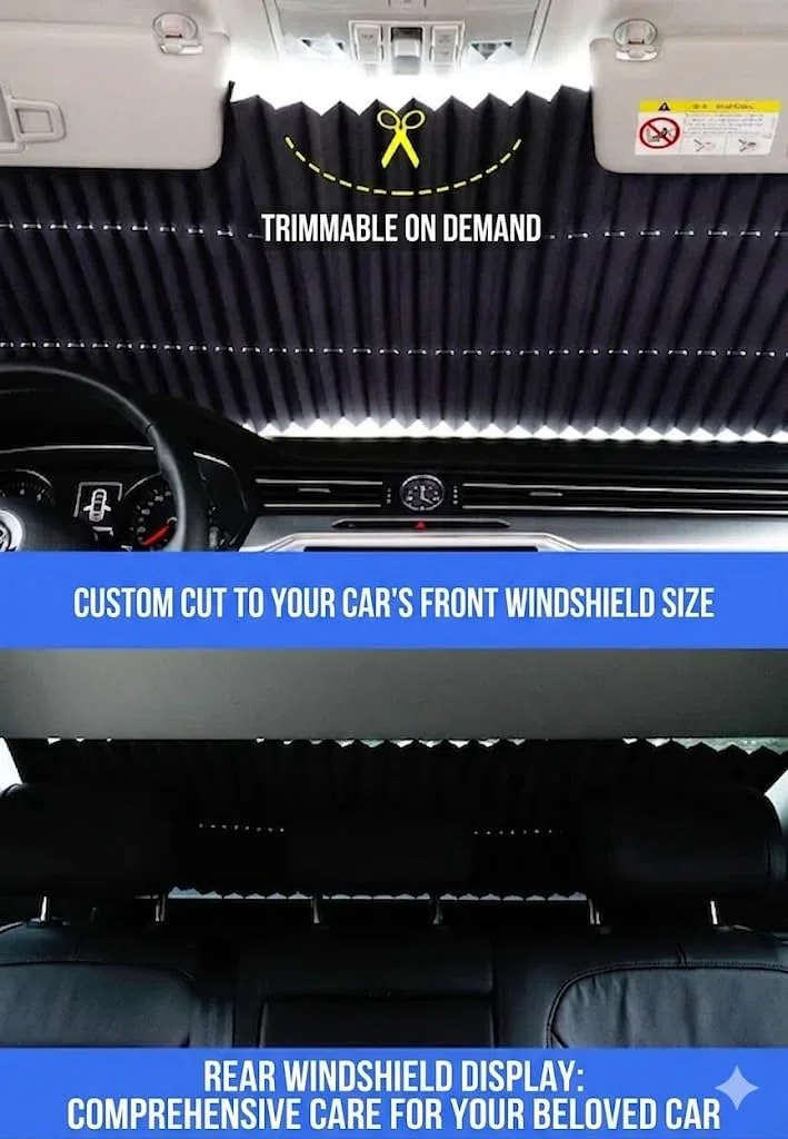 Tenda a Rullo Parasole Parabrezza Retrattile per Alfa Romeo Tonale Plug-in Hybrid Q4 2023-2026, Accessori Auto, Pellicola in Alluminio Riflettente Protezione Raggi UV,70cm