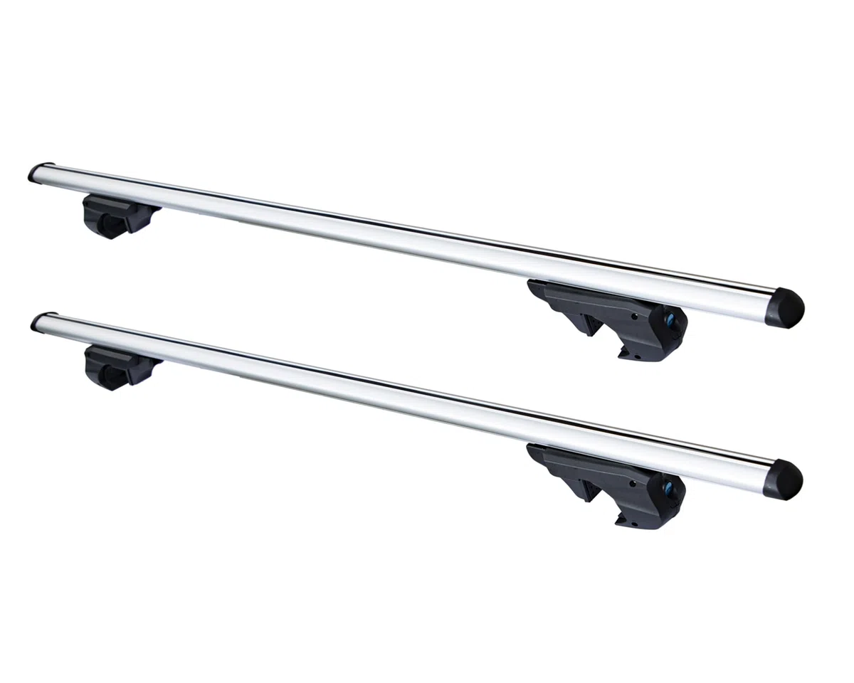 Auto Accessori Lupex - Barre portapacchi universali da 120 cm per tettuccio auto, con serratura antifurto, per binari rialzati con larghezza fino a 105cm - Conf da 2 pezzi, Grigio