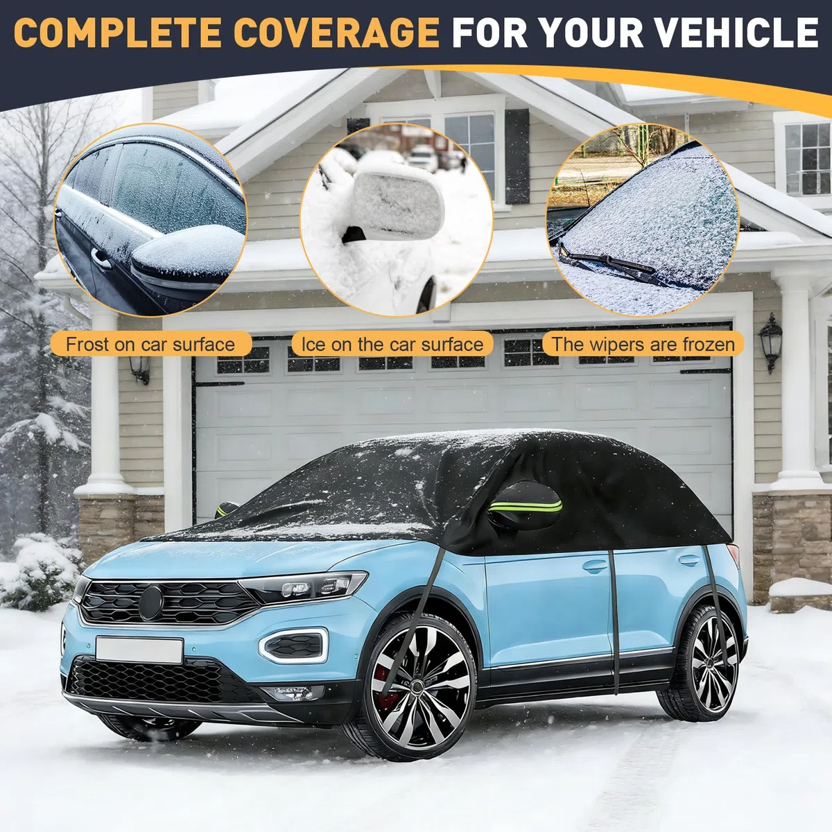 Semi copriauto di ricambio adatto per VW Tiguan SWB T-ROC T-Cross Renault Captur, universale, protezione solare mezzo garage impermeabile, semi-garage auto, resistente ai raggi UV, protezione da