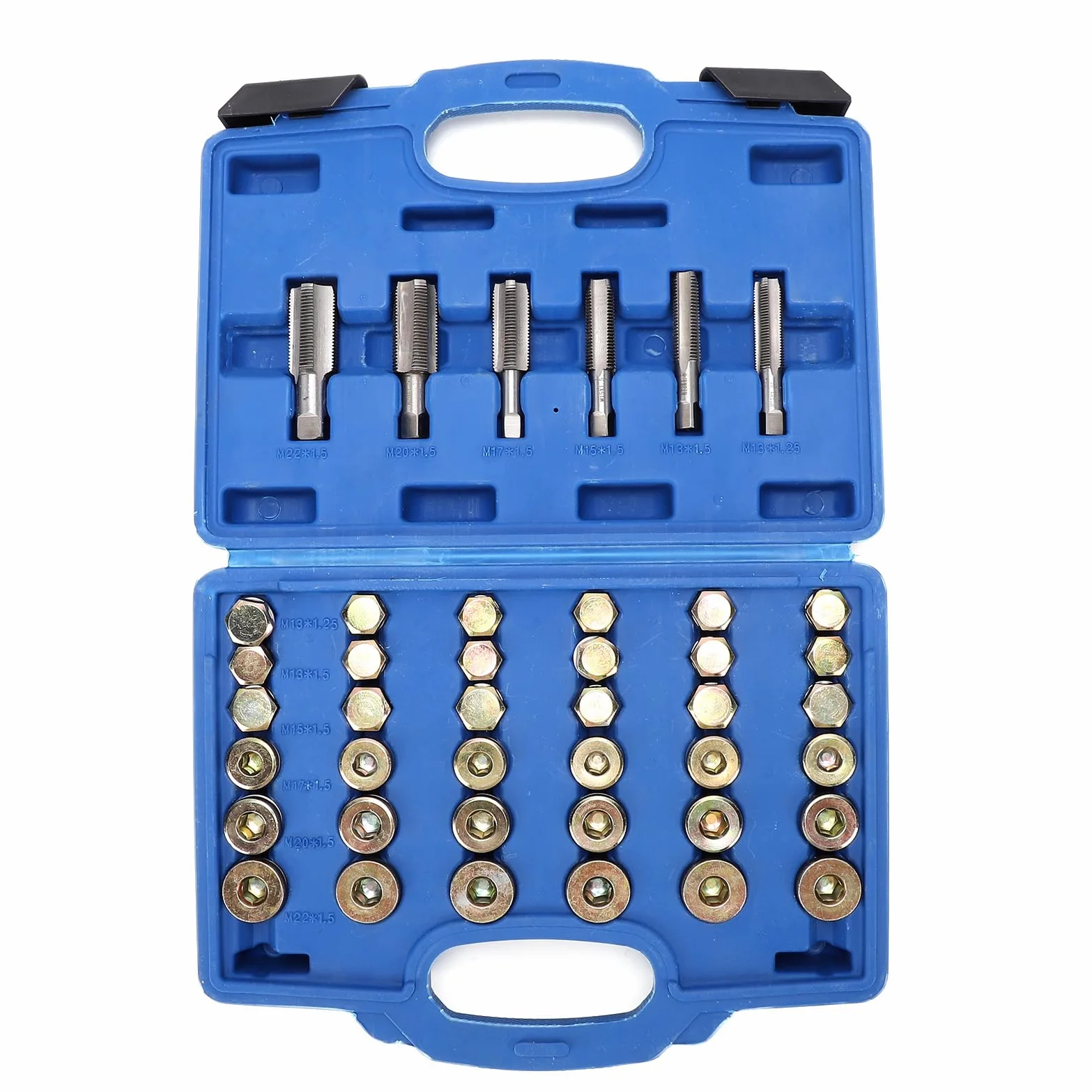SIXRUN Set di Strumenti di Riparazione del Tappo di Scarico Dell'olio da 114 Pezzi Kit di Riparazione del Filo Automatico in Acciaio Legato Durevole per la Manutenzione Dell'auto (114 pezzi)