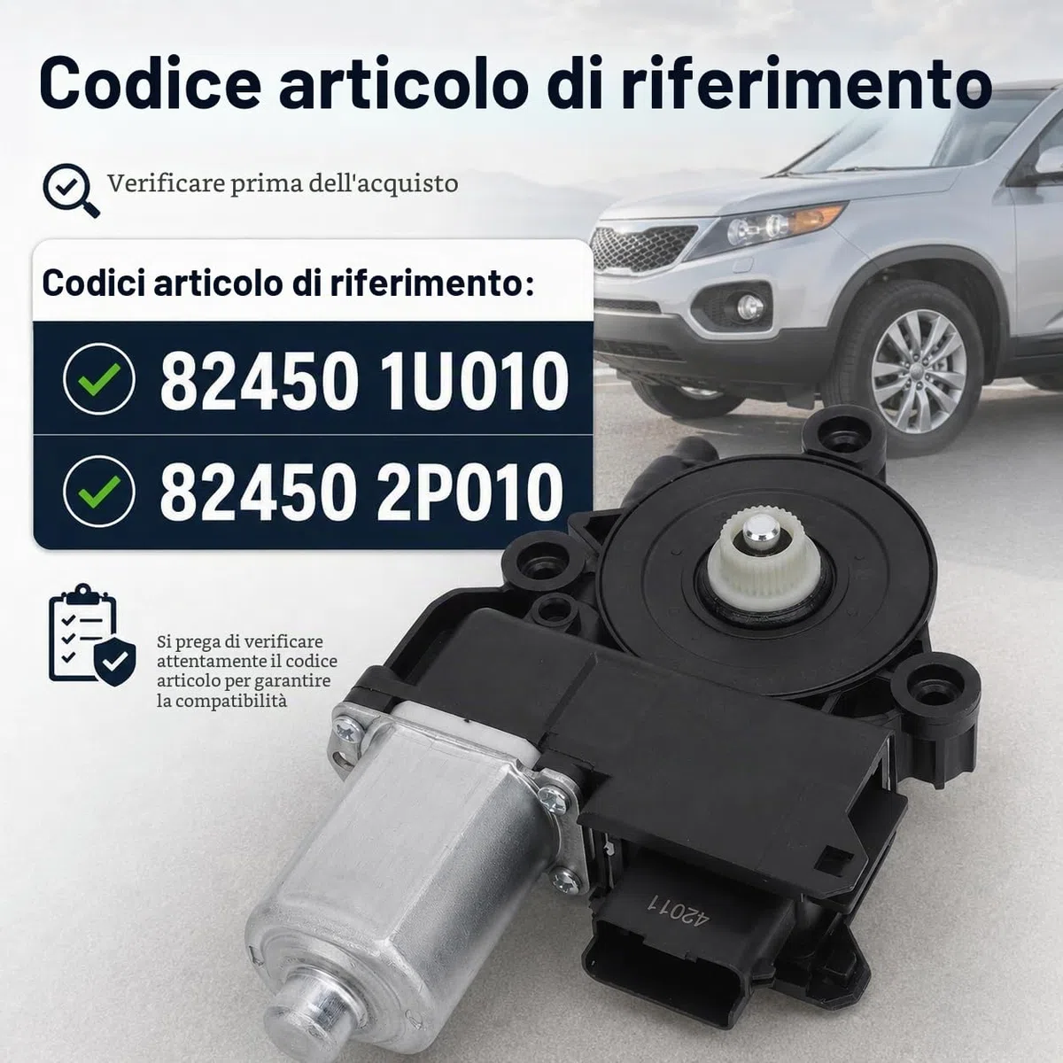 Motore per Alzacristallo Elettrico, 82450 2P010 Motore per Finestrino per Portiera Auto, Motore di Sollevamento per Finestrino Anteriore Universale Lato Guida Ad Alte Prestazioni