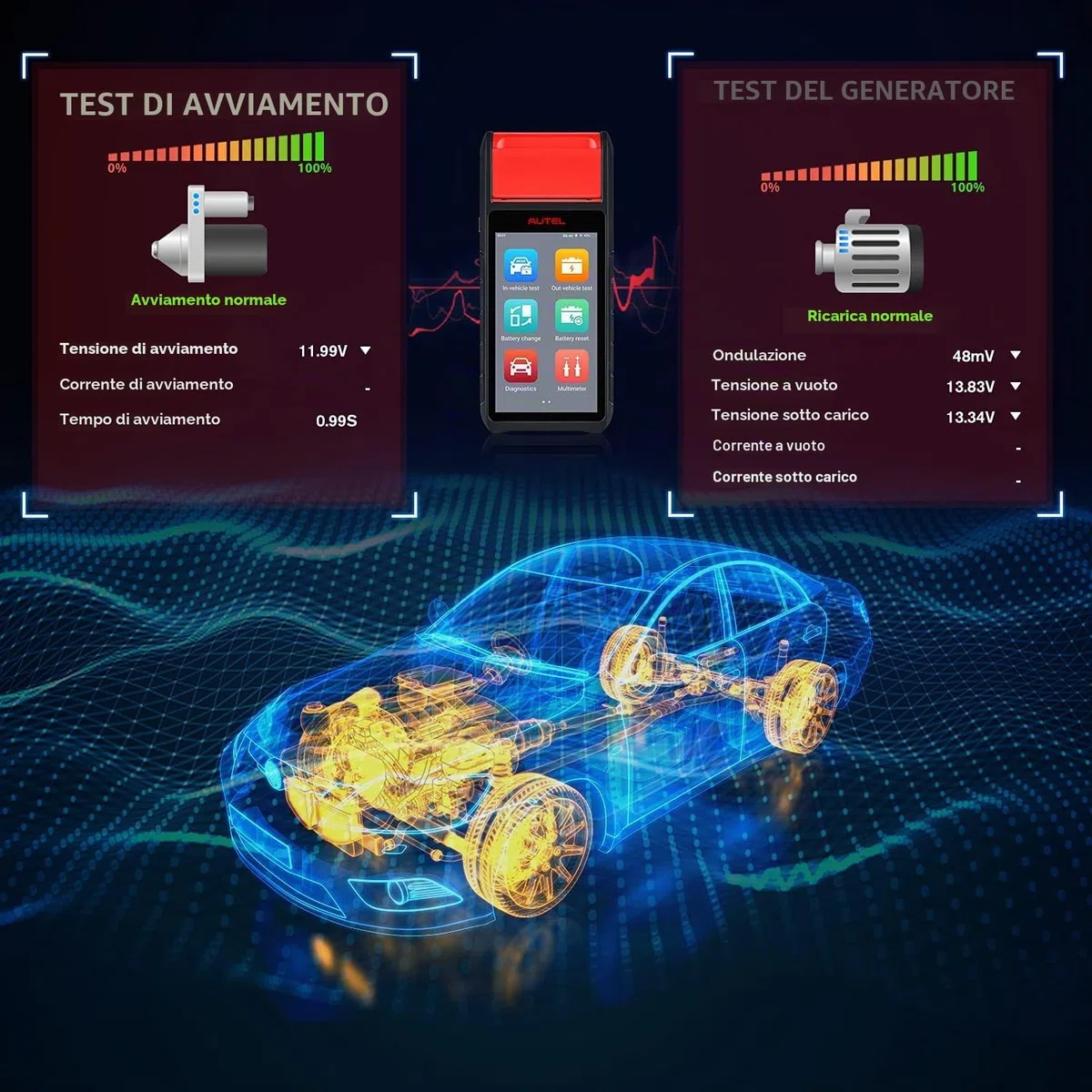 Autel MaxiBAS BT608 (E) Tester Batteria Auto, 2026 in su di BT508/BT506, Conduttanza Adattiva (Valore 1000+), Test Carica Avviamento come BT609, Reset Batteria, Sistemi Completi MK808S/MX808S