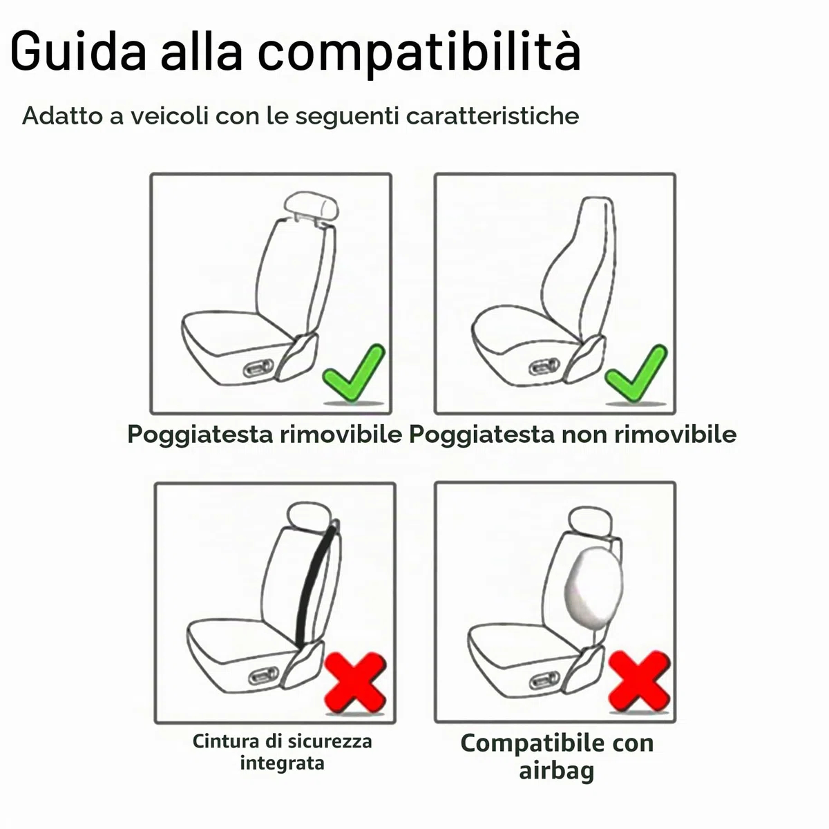 HUGS IDEA - Set completo di 4 coprisedili per auto con stampa leopardata nera classica, in poliestere elasticizzato, con schienale alto, design di ghepardo selvaggio