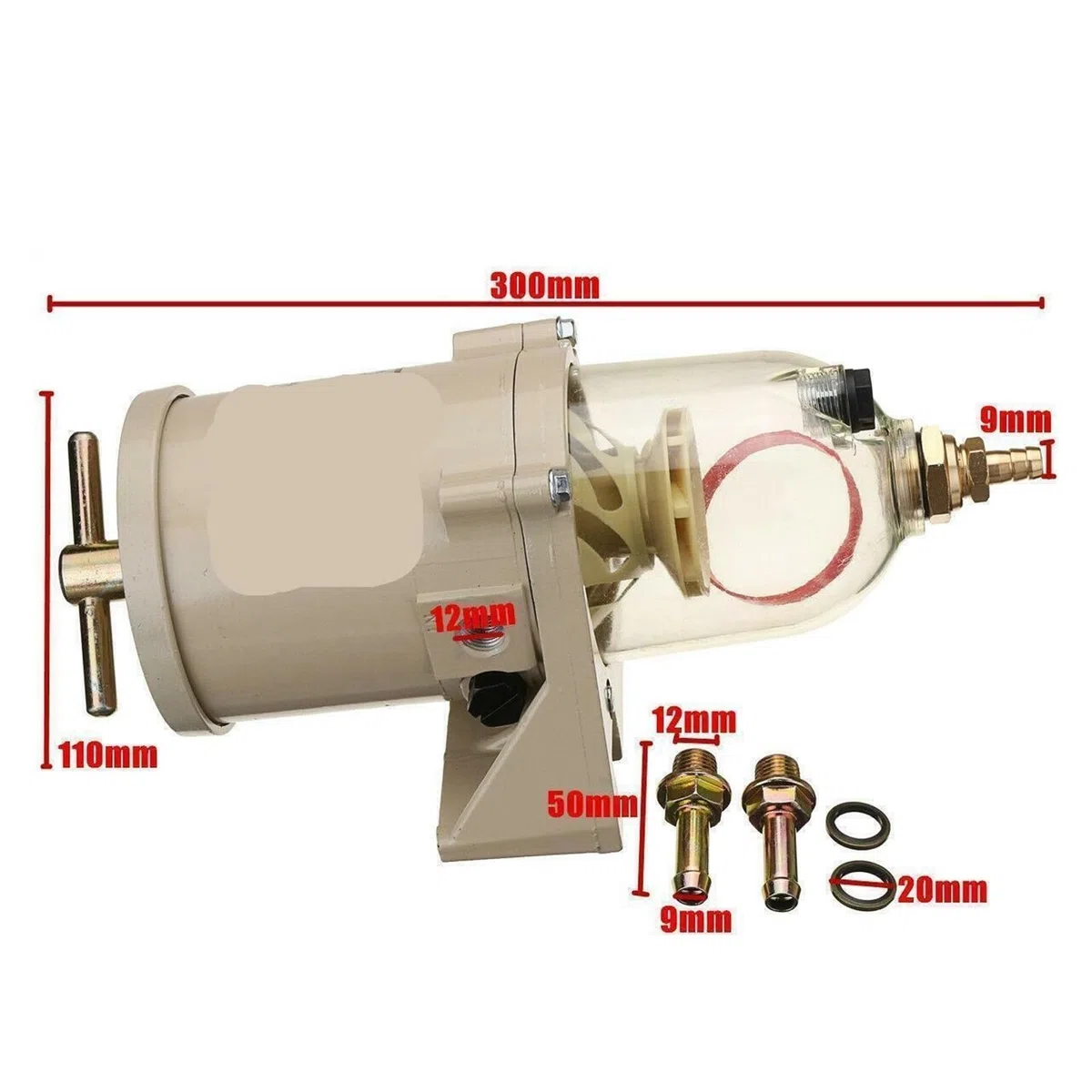 MarinePro 500FG 500FH Filtro carburante diesel Separatore olio-acqua 90GPH Filtrazione ad alta efficienza for auto camion barca(Without heating rod)