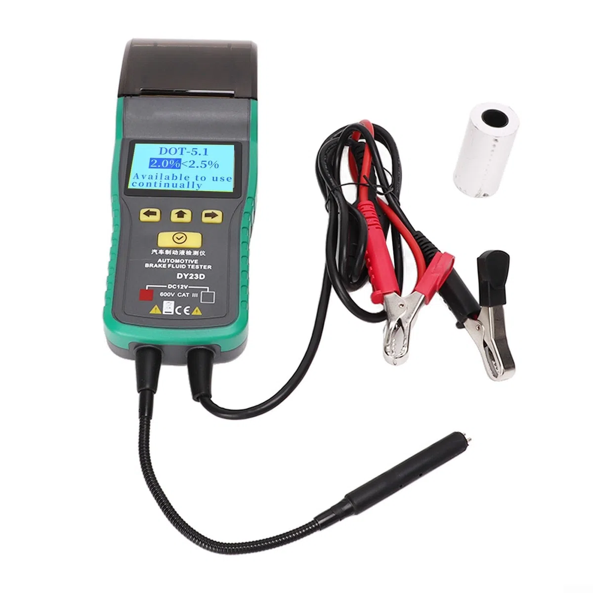 Tester liquido freni DY23D con stampante digitale | Stampante integrata, rapporto istantaneo, display digitale, compatibile con dot3-5.1, alloggiamento in ABS verde