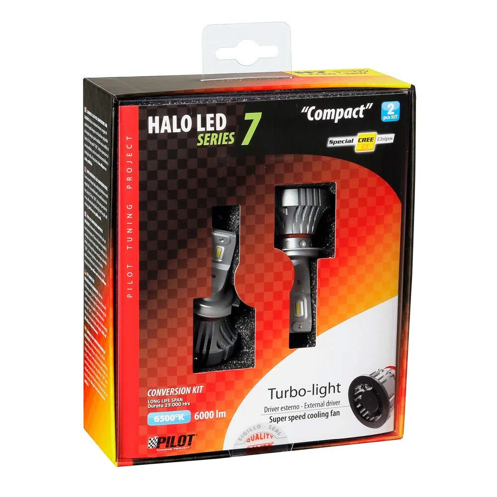 Pilot 57778 Halo LED Serie 7 Compatto Alogena Lampadina, H7, 9V-32V, 36W, Confezioni da 2