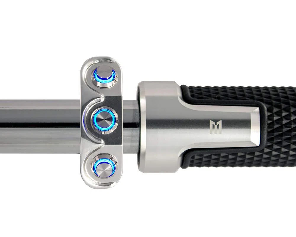 Pulsantiera per manubrio moto da 22 mm, in alluminio billet, 3 pulsanti