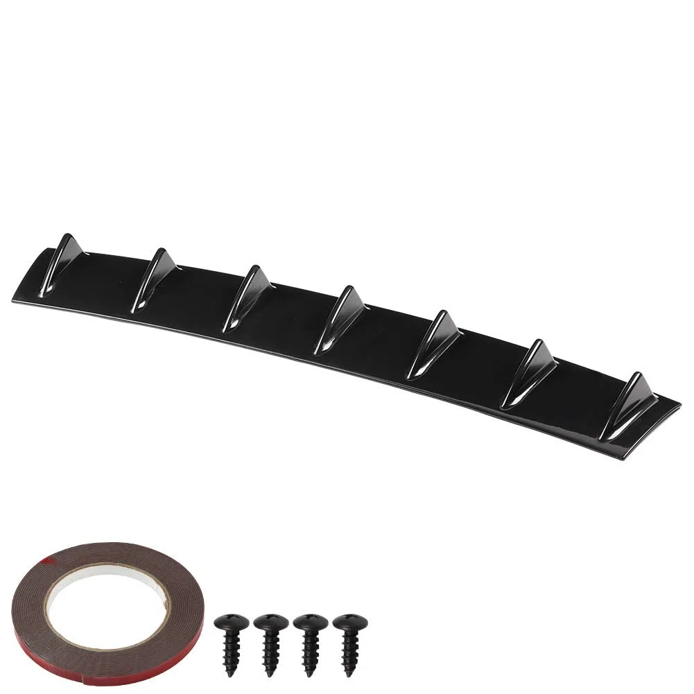 Spoiler Paraurti Posteriore, Universale Auto Paraurti Posteriore Telaio Shark Fin Spoiler Ala Labbro Diffusore, Nero Brillante(large)