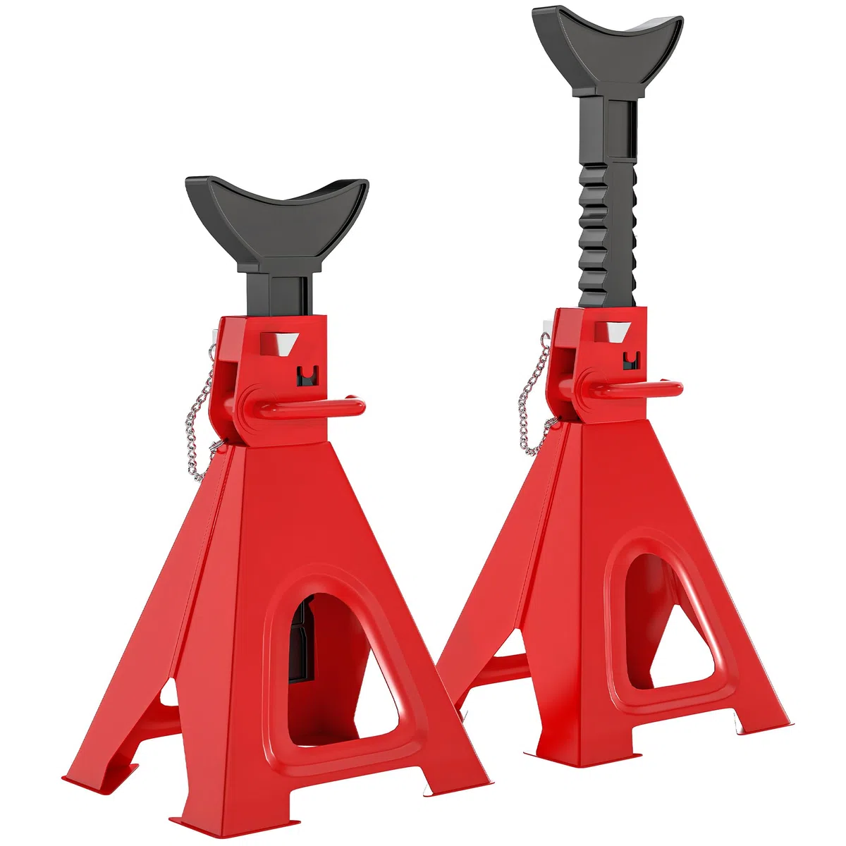 HOMCOM Cavalletti di sostegno 6 tonnellate portata 2 pezzi supporto asse inclusi 2 fermapiastre 13 livelli di altezza regolabile da 375 mm a 592 mm cavalletti per auto cricco sollevatore per officina