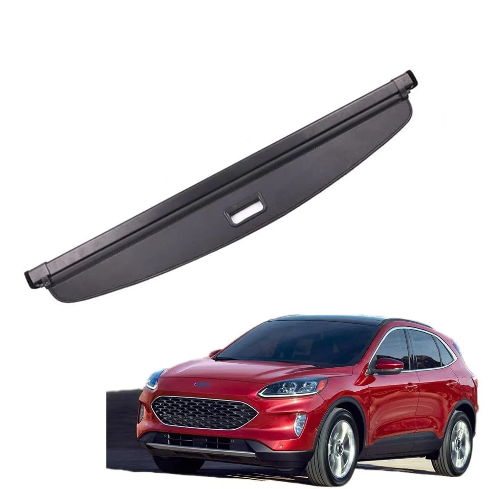 ELNas Retrattile Auto Bagagli Protezione Coperchio per Ford Escape Kuga 2020 2021, Portabagagli Posteriore Tronco Privacy Cappelliera Pacco Ripiano Cargo Cover,B Black