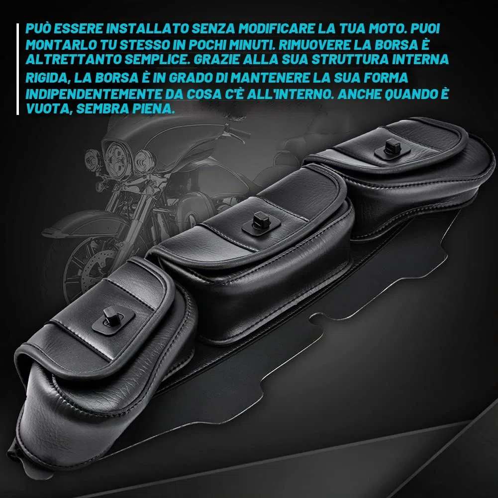 KATUR Custodia per Parabrezza per Moto Borsa in Pelle PU con Chiusure magnetiche per Borse da Parabrezza Harley Touring Street Glide Electra Glide 1996-2013