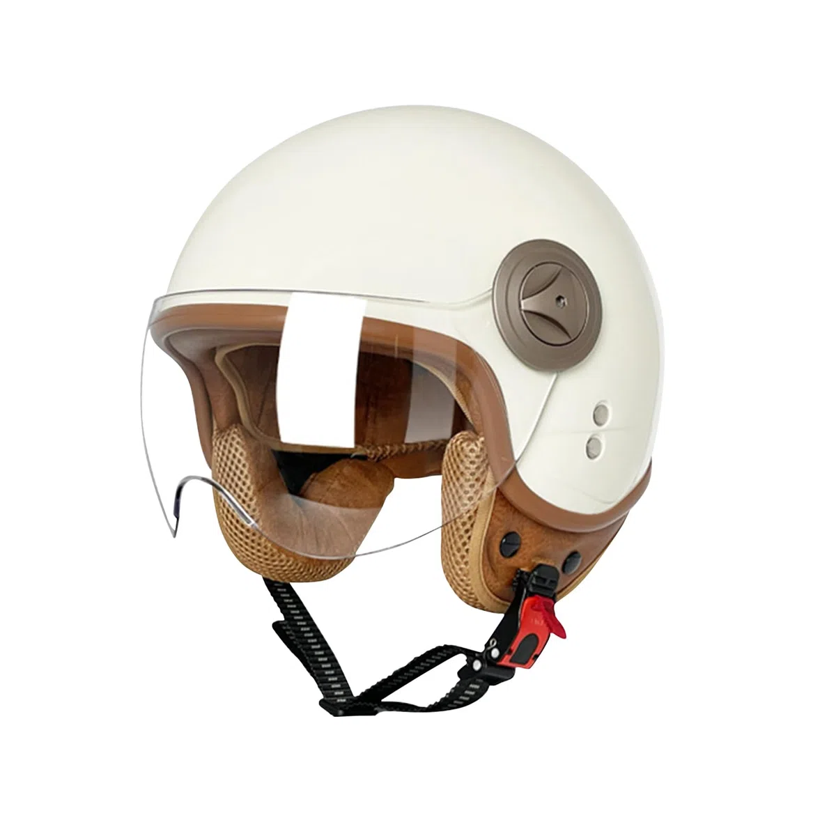 Metà Aperto Faccia Casco del Motociclo Con Occhialoni ，Casco Modulare Scooter，L'anti-collisione protegge la sicurezza stradale degli utenti