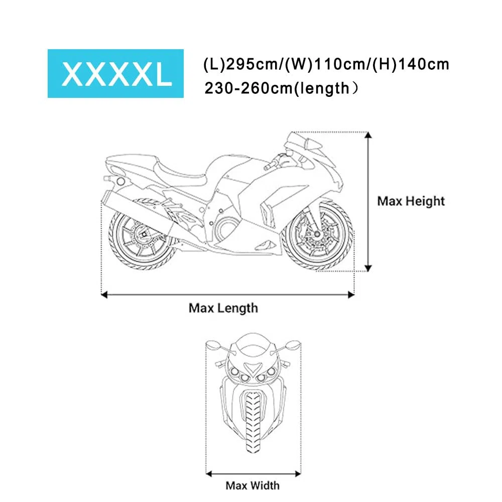 Telo coprimoto impermeabile antipolvere antipioggia antivento anti escrementi di uccelli strisce riflettenti 210D poliestere antifurto per scooter ZONTES 368g G1-125 368G (295 * 110 * 140cm)