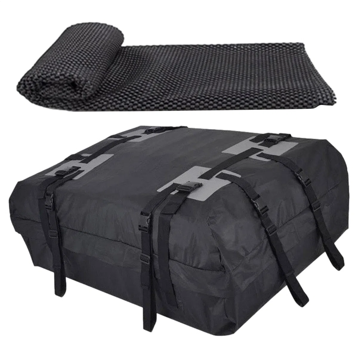 Borsa da carico impermeabile - Case di tetto flessibile da 15 piedi cubi | organizzatore superiore per auto in tessuto Oxford, contenitore per bagagli da viaggio pesante con cinturino rinforzato |