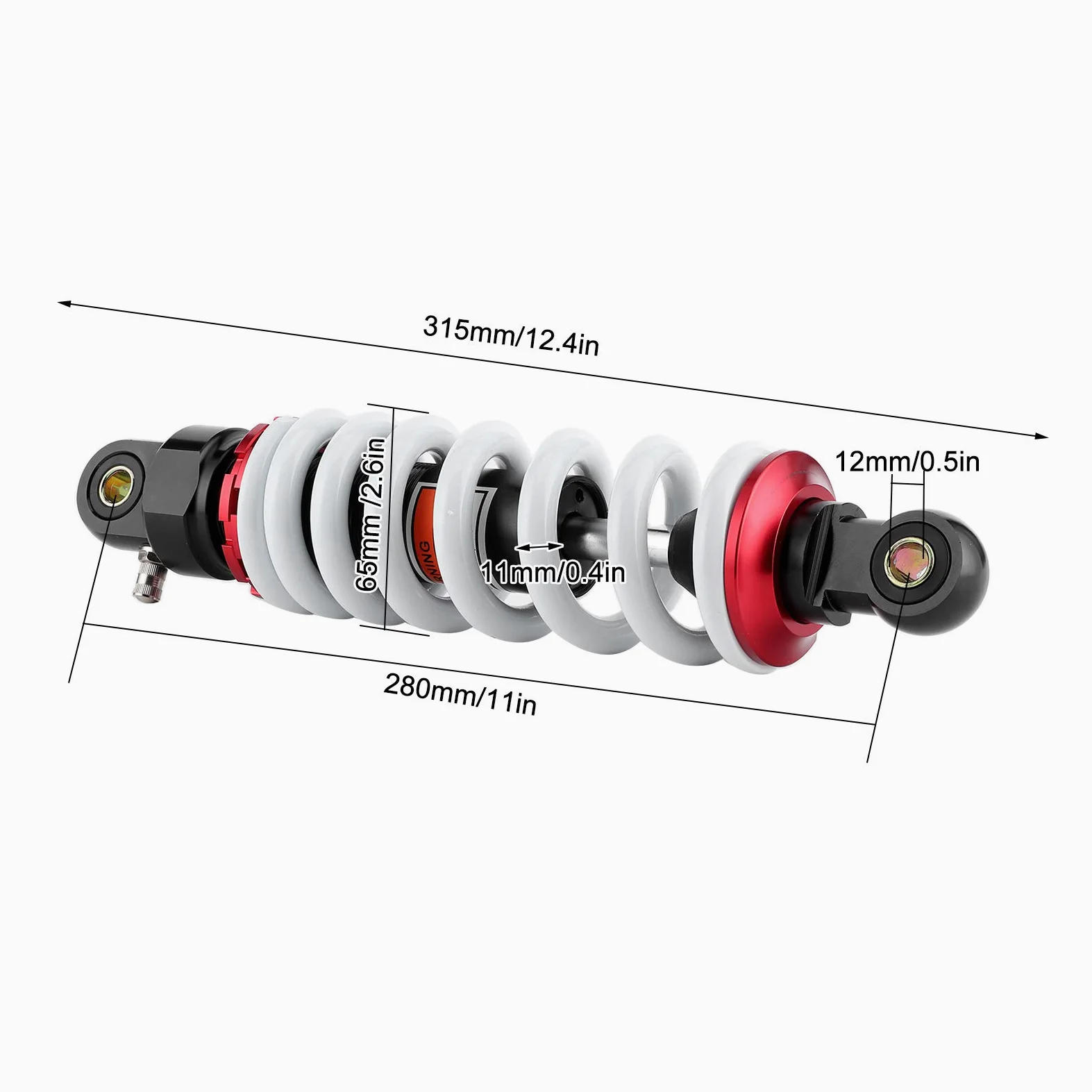 Ammortizzatore Posteriore Moto da 280mm, 12mm Foro, Puntoni di Sospensione Posteriori per Moto per 70cc 90cc 110cc 125cc 140cc 200cc Pit Quad Dirt Bike Off Road Motor ATV