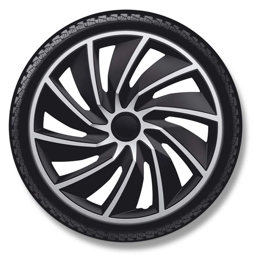 AutoStyle Set di 4 Copricerchi Turbo 16 Pollici Argento/Nero