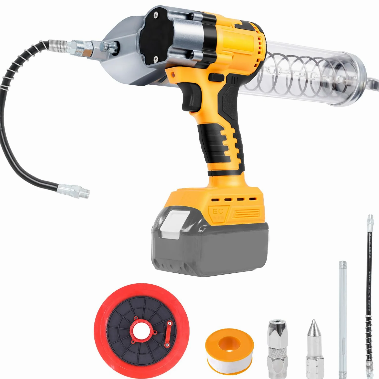 WingFly Pistola Per Grasso Compatibile Con Dewalt 18 V, 20 V, 13000 PSI, motore senza spazzole, 600 ml, Ingrassatore per lubrificare veicoli e macchine (senza batteria)