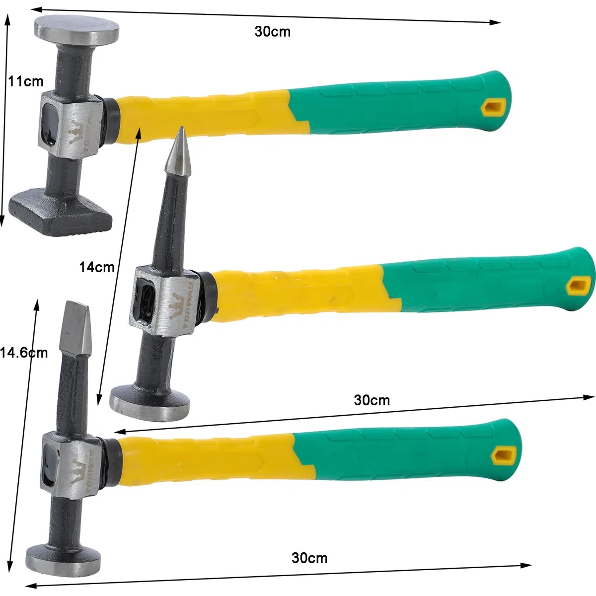 TOPWAY Set 9 pz riparazione ammaccature carrozzeria – martello manico fibra, dollies – per rimozione danni & verniciatura auto