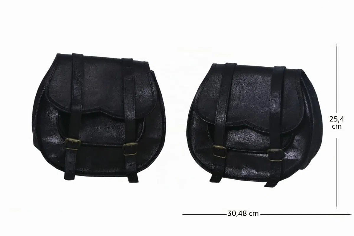 American Blue Borse da sella per moto, tasca laterale per bicicletta, borsa per attrezzi in pelle (2 tasche) (nero)