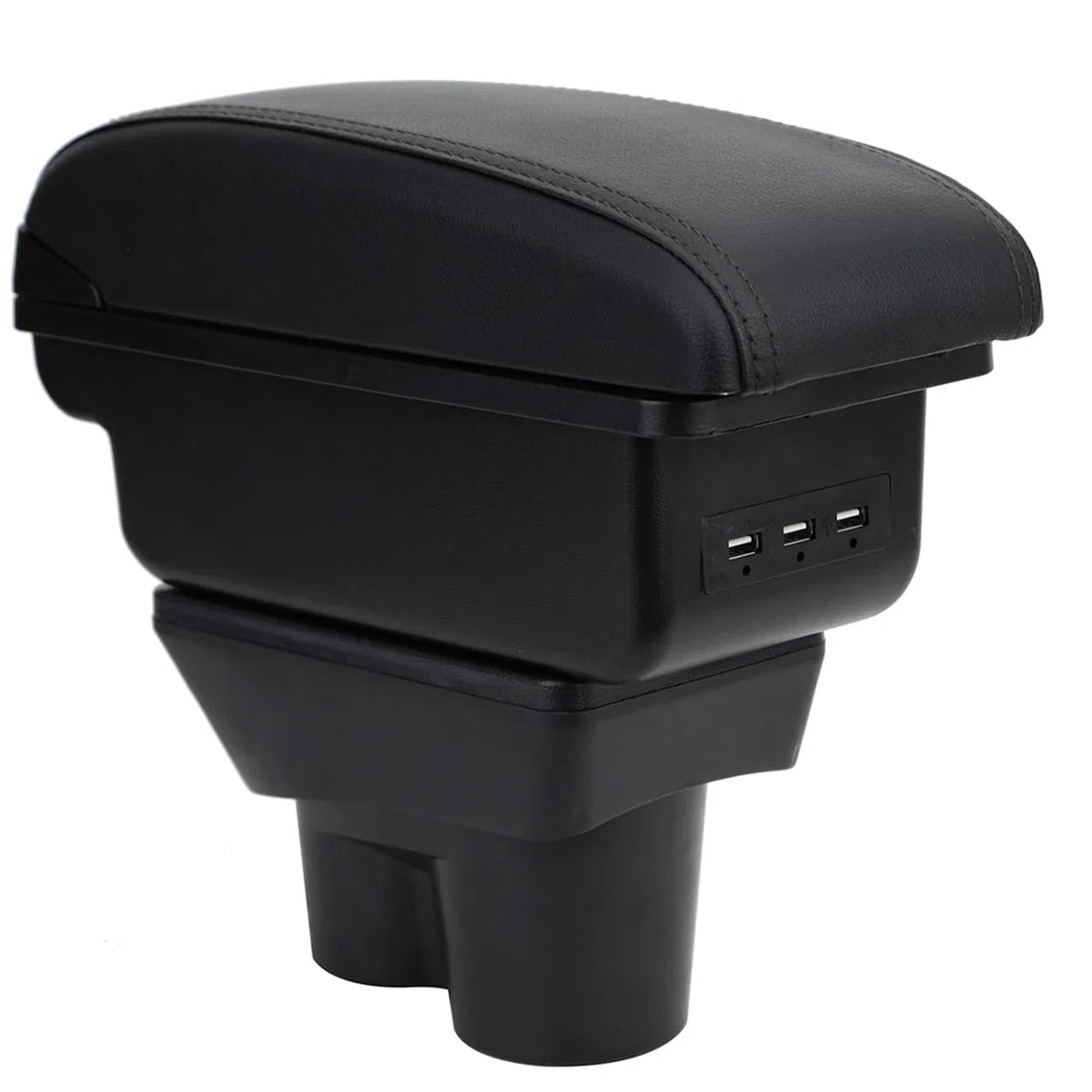 Bracciolo Centrale per Opel Corsa E 2014-2018, Doppio Scomparto, Pelle Nera, Facile da Installare, Accessorio Auto Personalizzato