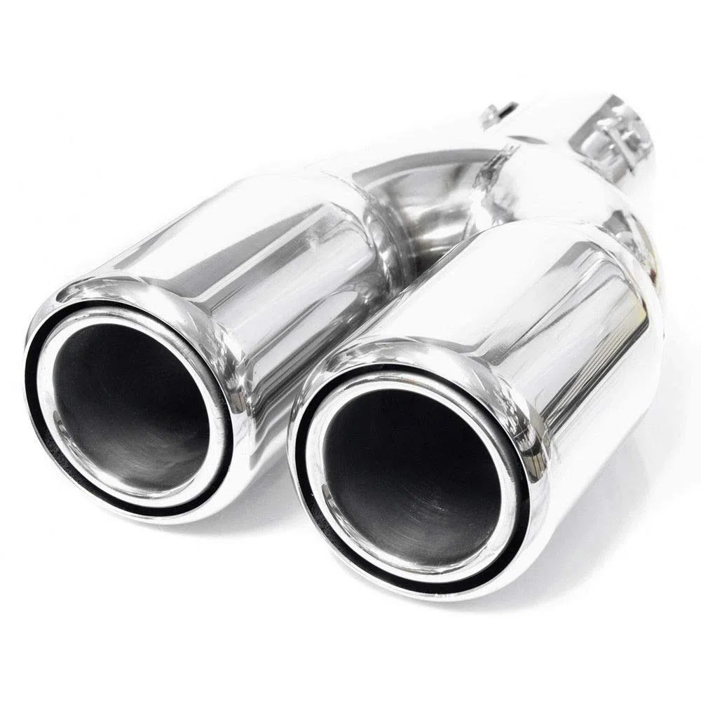 5136 Doppio Universale Terminale Di Scarico Acciaio Inox fino a 57mm Cromo