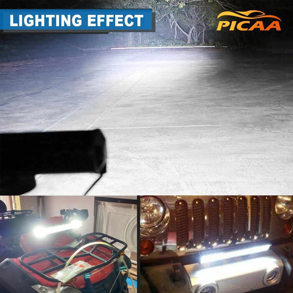 PICAA 23 Pollici 324W Barra LED Fuoristrada con 12V Cablaggio Kit, Barra Luminosa a Led Auto Bianco 6000K Luci di Lavoro per 4x4 Camion SUV ATV UTV Trattore
