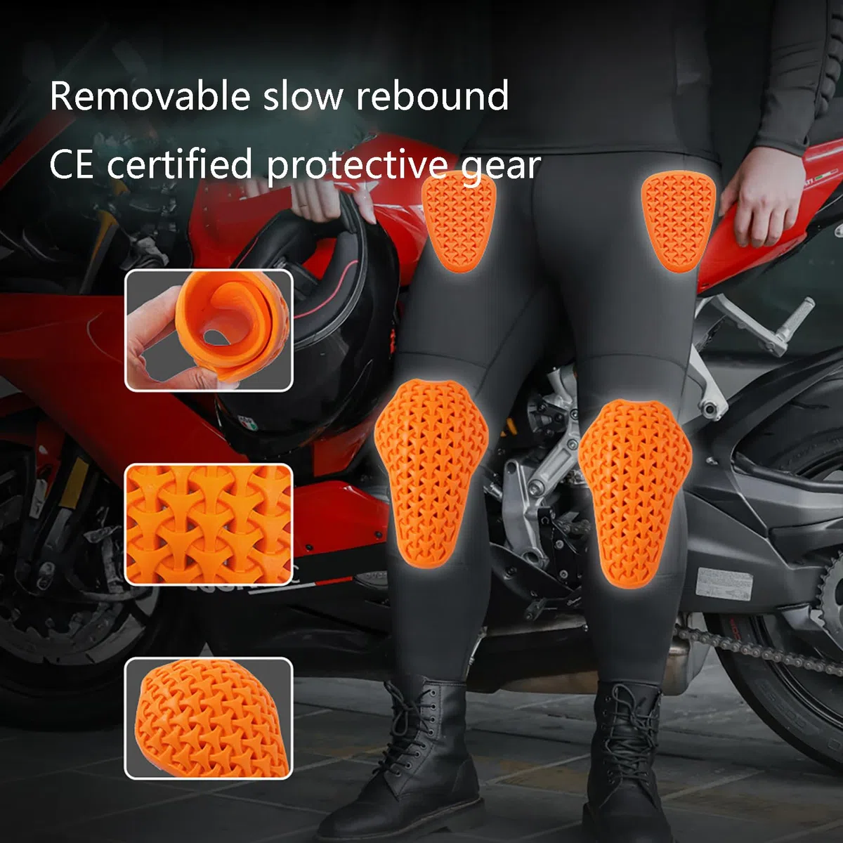 ARMAAN Pantaloni Moto Uomo Con Protezioni Ginocchia E Fianchi, Leggings Moto Traspiranti Ed Elastici Con Protezioni Rimovibili, Abbigliamento Riflettente Per Moto E MTB