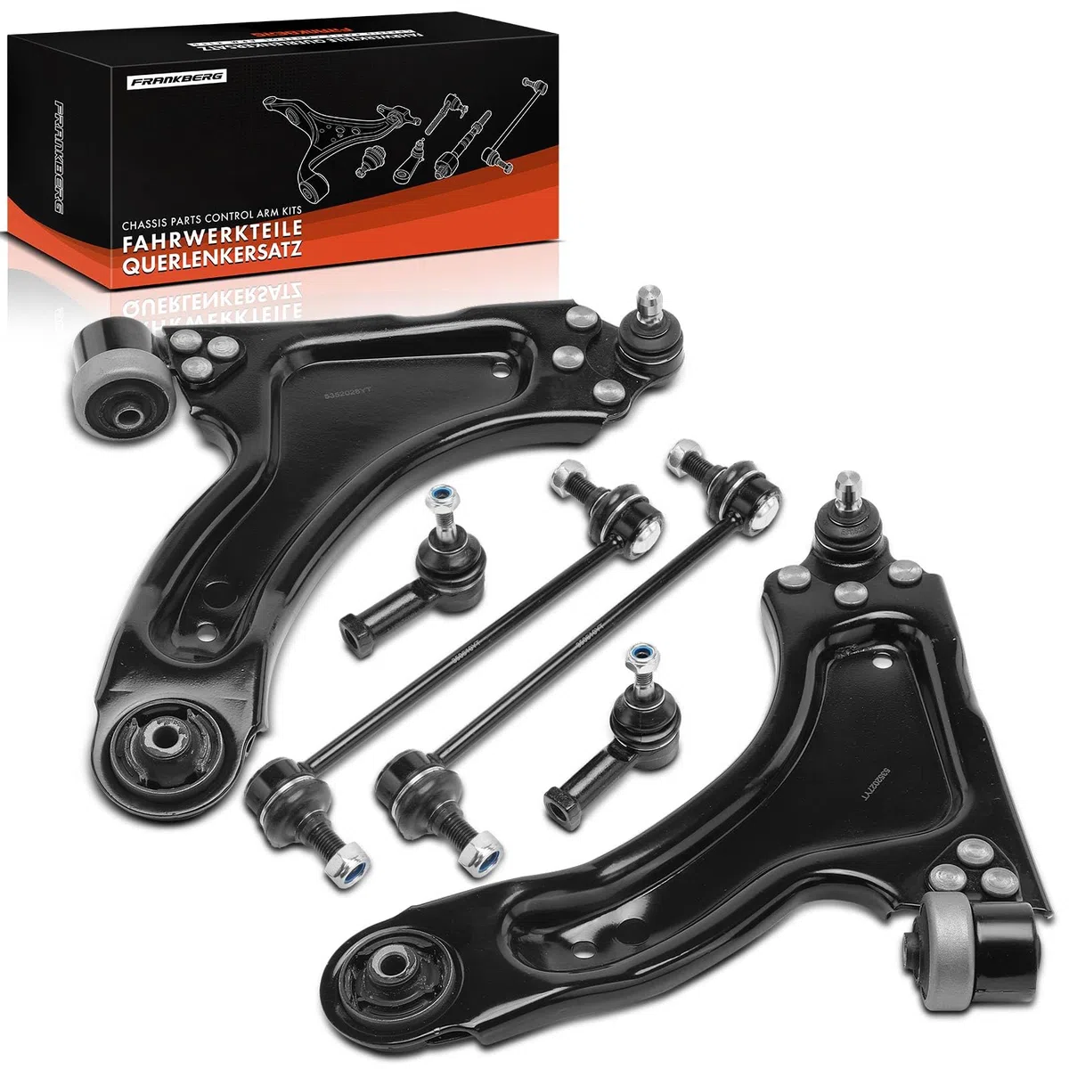 Frankberg 2x Braccio di controllo + 2x Testa del Tirante + 2x Asta di accoppiamento Compatibile con Meriva X03 1.4 16V Twinpot 1.6 1.6 16V 1.3 CDTi 1.4 16V Twinpot LPG 1.7 CDTi 1.6 2003-2010 526-617