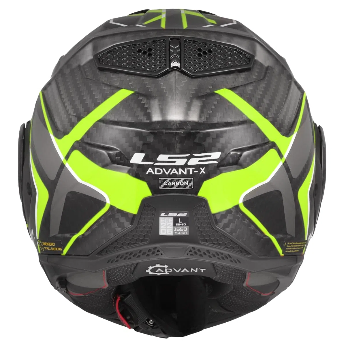 LS2, Casco Moto Modulare ADVANT X CARBON FUTURE II Gloss H-V Yellow, L