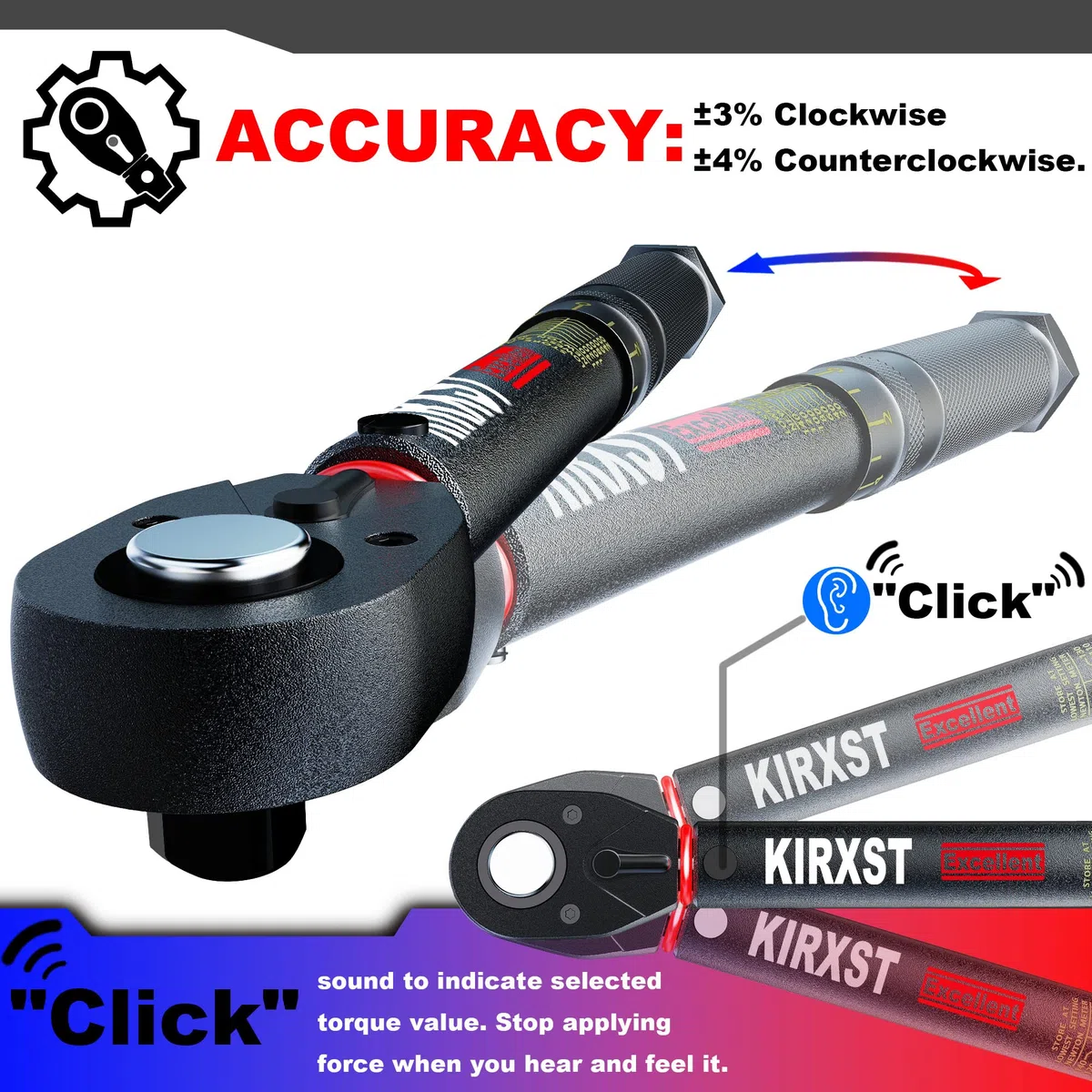 Chiave Dinamometrica 1/4'' 3-33 Nm Set, Bici, Auto e Moto Set Chiavi Dinamometriche, Nero