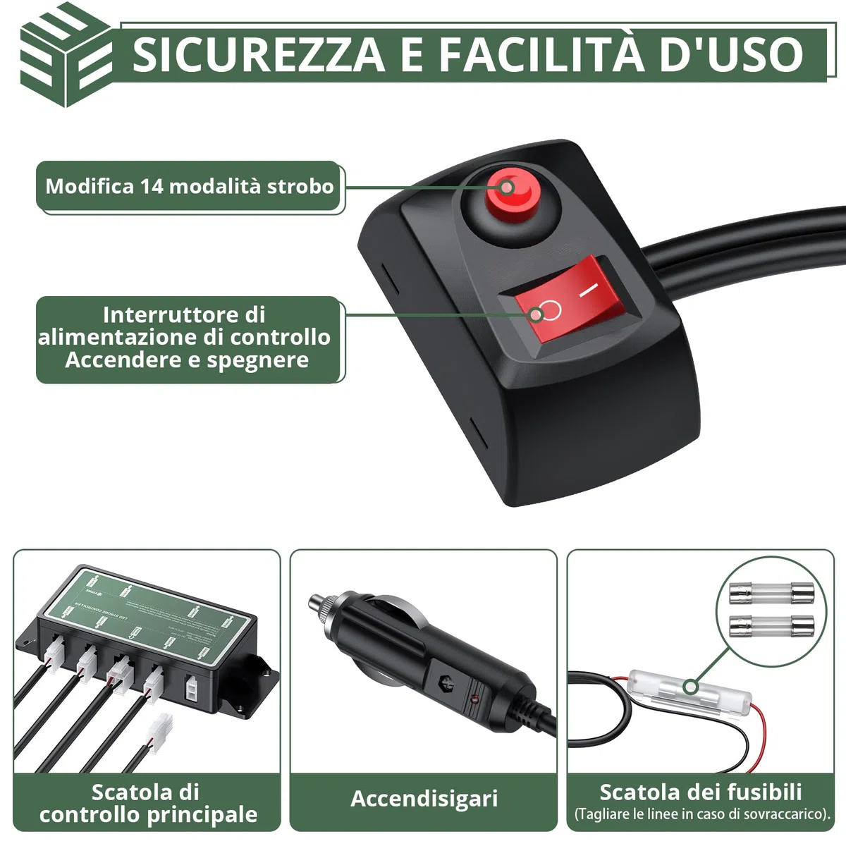 EYPINS 8 x 12 LED Luci di Avvertimento di Emergenza 12V/24V,14 Modalità Lampeggiante,Impermeabile IP65,Luce Lampeggiante per Trattore Auto Camion