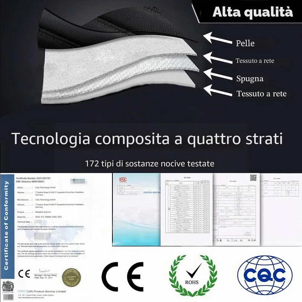 Per Renault Captur Clio Kadjar Koleos Megane Twingo, set di 5 coprisedili universali in pelle, traspiranti, antisporco, resistenti all'usura (nero)