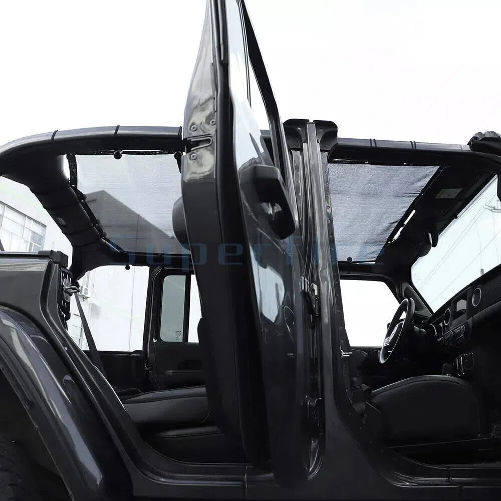 Copertura superiore del parasole del tetto in rete compatibile con Jeep Wrangler JL JLU 2018-2023 a 4 porte, protezione UV e riduzione del calore,Five pointed star