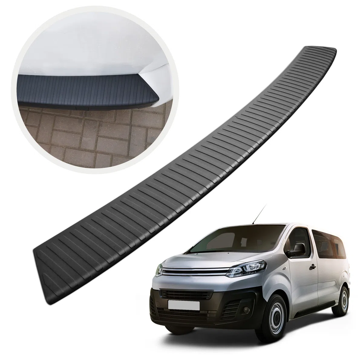 CHROMEMASTER | Protezione paraurti Posteriore | Compatibile con Citroen Jumpy 2016- L1 XS, L2 M; Polyurethane, nero opaco; Protezione paraurti protegge la vernice del paraurti dai graffi ed i danni