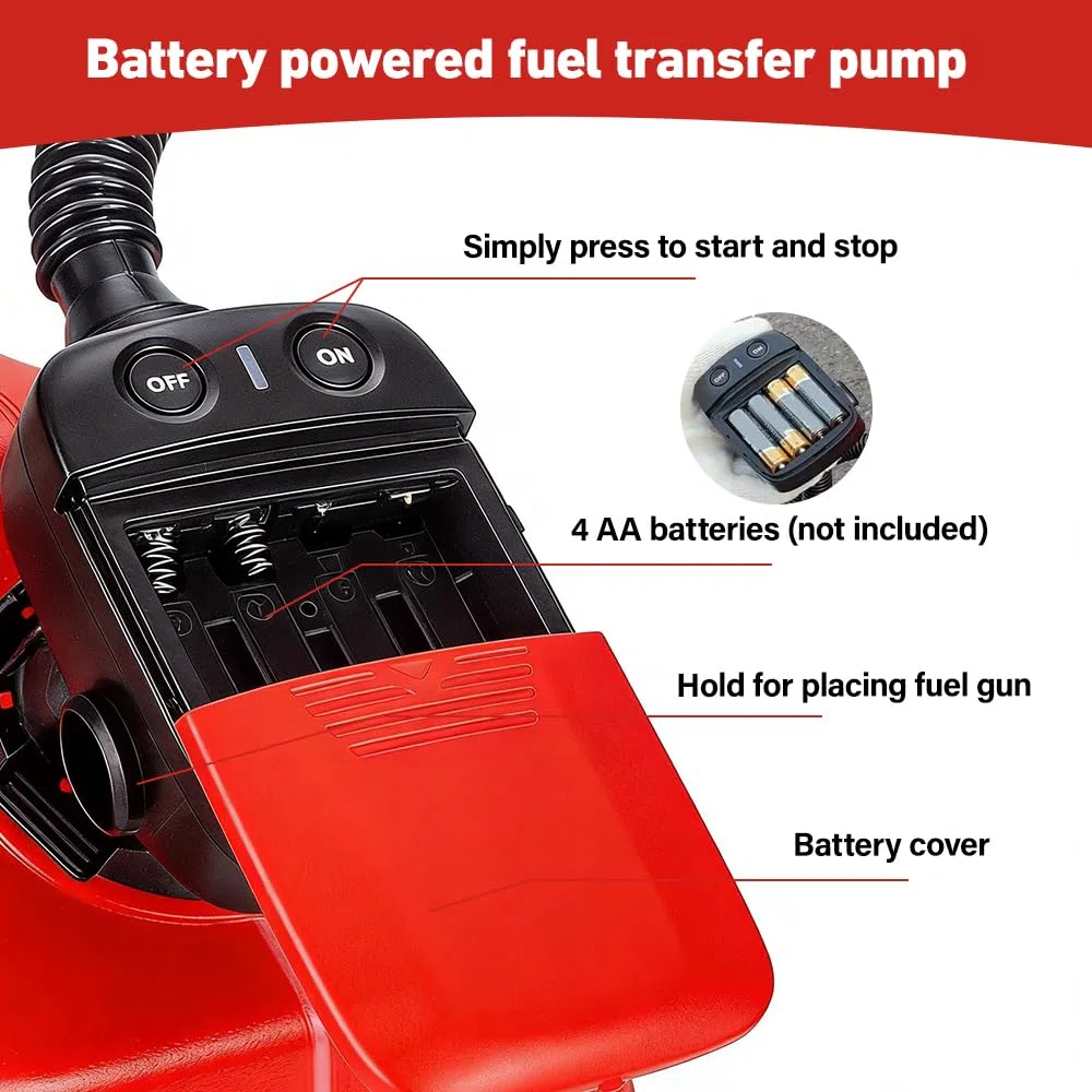 Pompa di Trasferimento del Carburante, Pompa Elettrica di Trasferimento del Carburante con Tubo Lungo e Adattatore di 3 Dimensioni,Pompa Liquida Portatile per Benzina, Diesel, Cherosene, Acqua