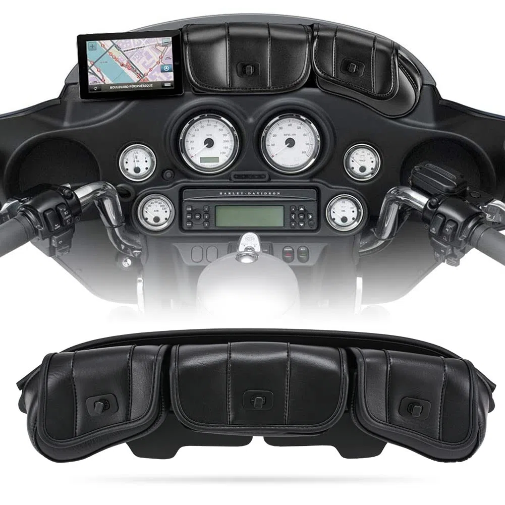 KATUR Custodia per Parabrezza per Moto Borsa in Pelle PU con Chiusure magnetiche per Borse da Parabrezza Harley Touring Street Glide Electra Glide 1996-2013