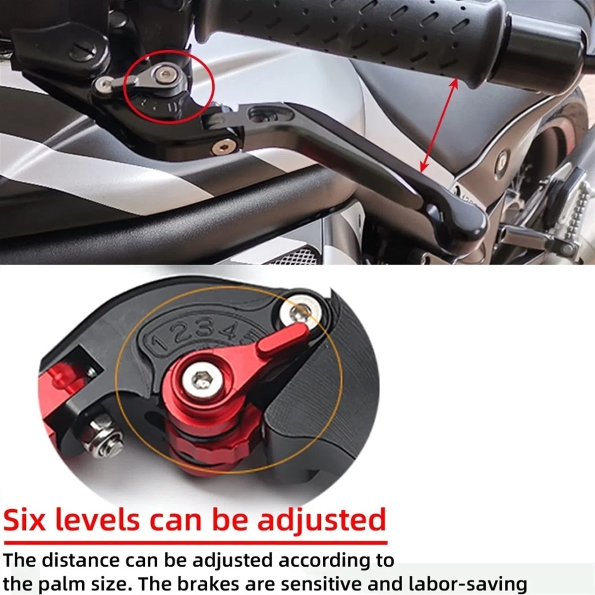 per Yamaha FZ6 FAZER FZ-6 2004-2010 Moto Leve di Frizione del Freno Regolabile Pieghevole Allungabile Manopole del Manubrio Termina in Alluminio di CNC con Logo Stretch (Colore : 1)