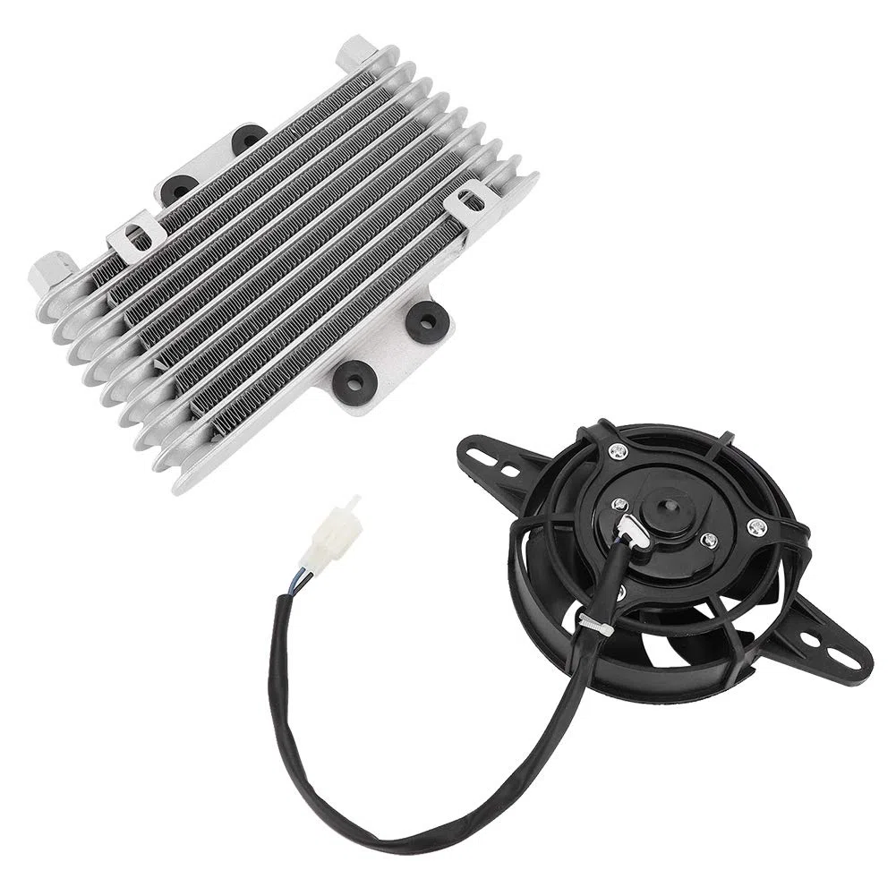 Qcwwy Radiatore in Alluminio con Ventola di Raffreddamento dell'olio Motore, Aggiornamento Ad Alte Prestazioni per Motocicli, Raffreddamento Efficiente per l'olio Motore, vestibilità Universale