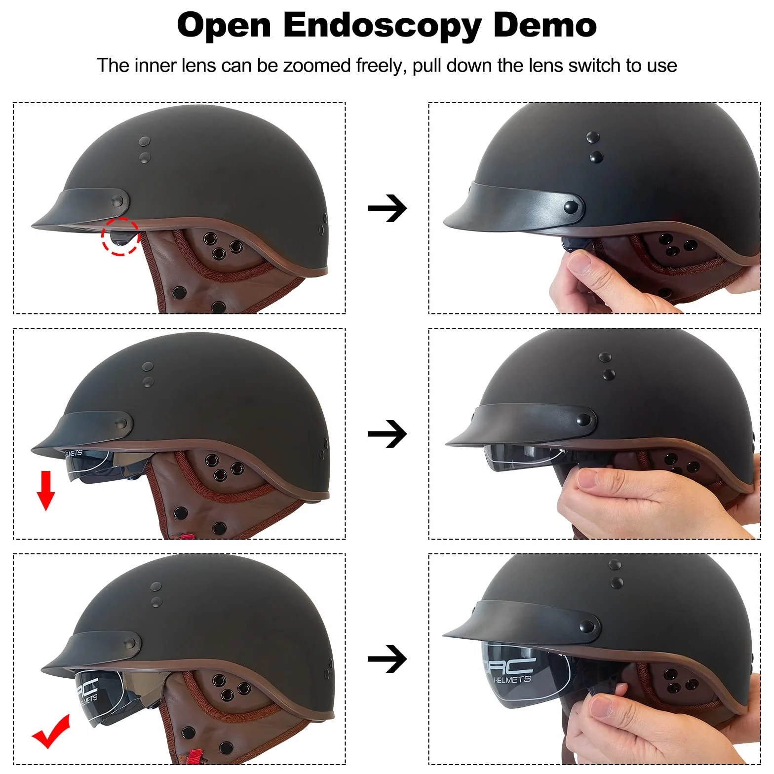 Casco Moto Adulto, Casco Semi Aperto Con Visiera. Casco Per Scooter Atv Casco, Casco Di Sicurezza Certificato ECE