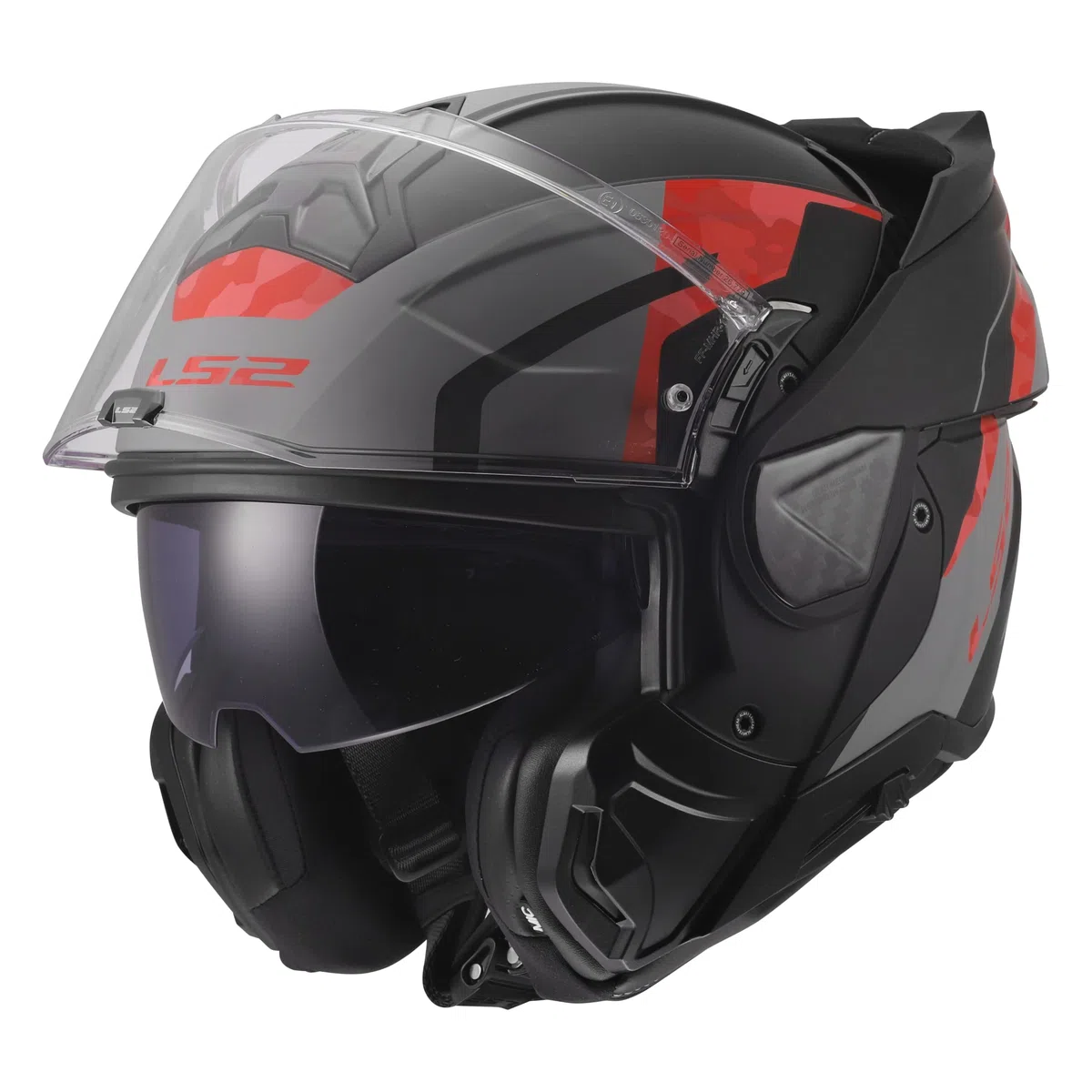 LS2, Casco Moto Modulare ADVANT II GLIDE Black Grey Red, M