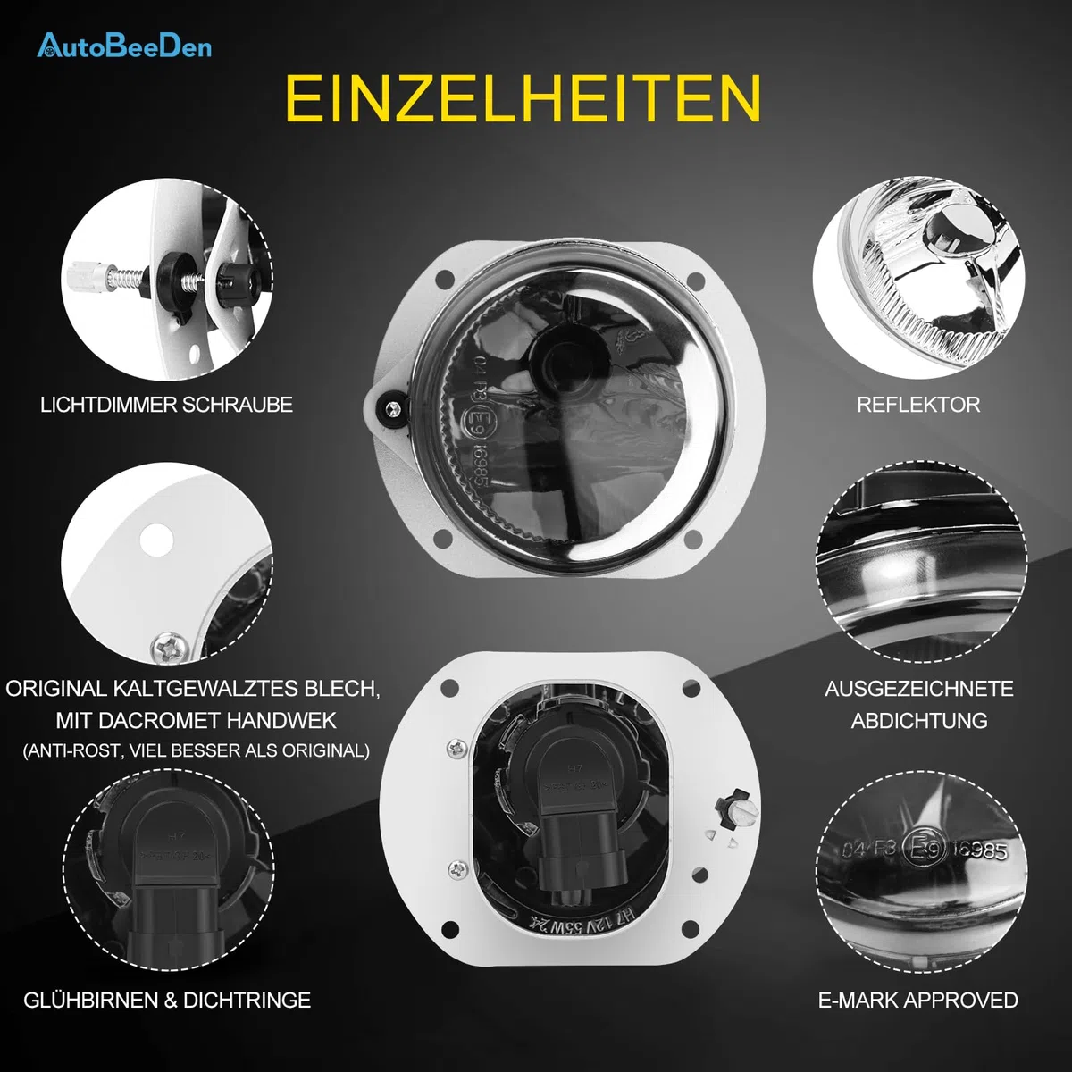 Fendinebbia compatibile con Mercedes Benz W164 W251 V251 R230 C209 C216 A209 S204 W204 W211, (Classe C CLK E M R S SL), 2002-2014, adatto solo per paraurti pacchetto AMG (Fumo Nero)