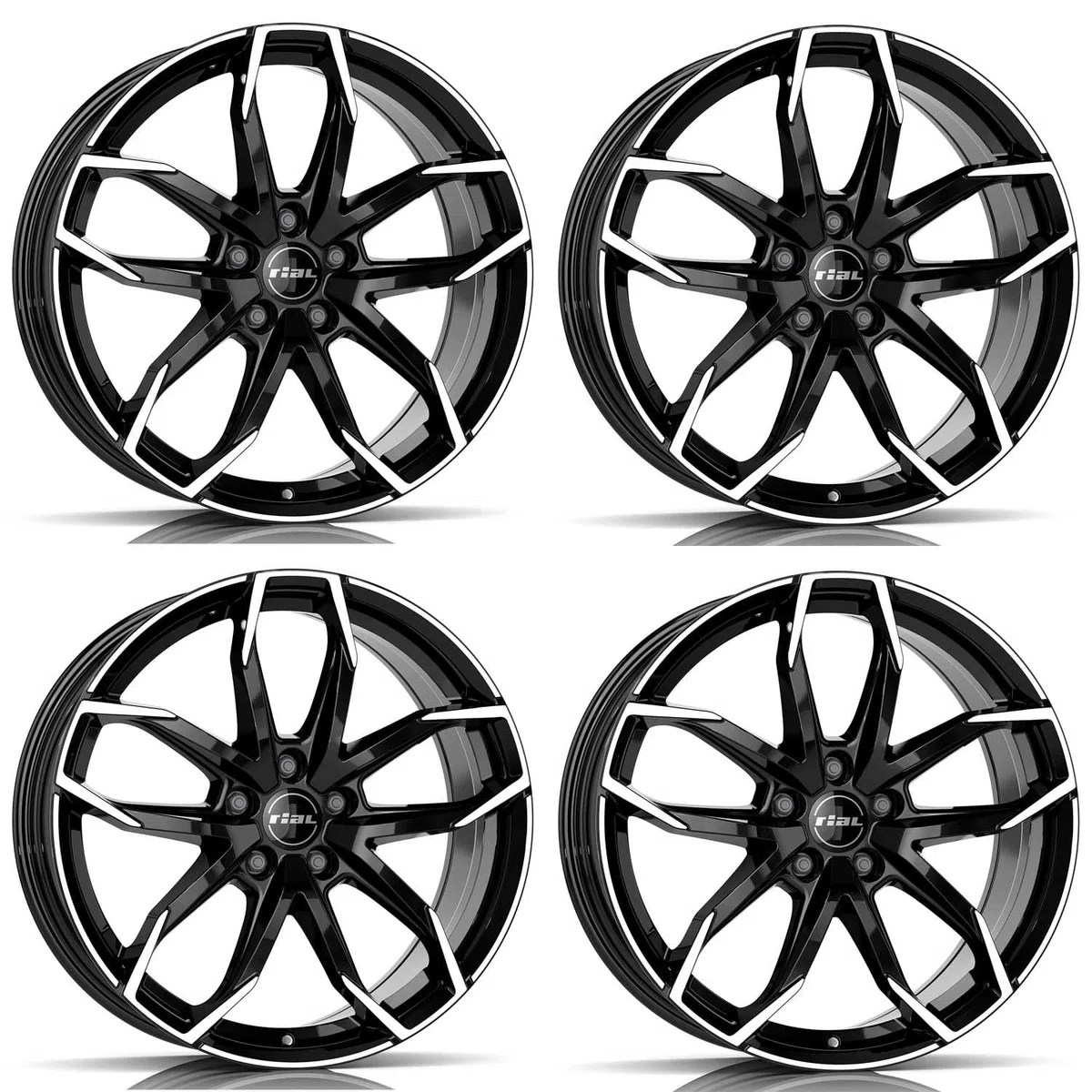 4x Cerchi Rial Lucca 8.0Jx18 ET33 5x110 diamant-schwarz frontpoliert compatibile con ALFA ROMEO Giulia Giulietta Stelvio