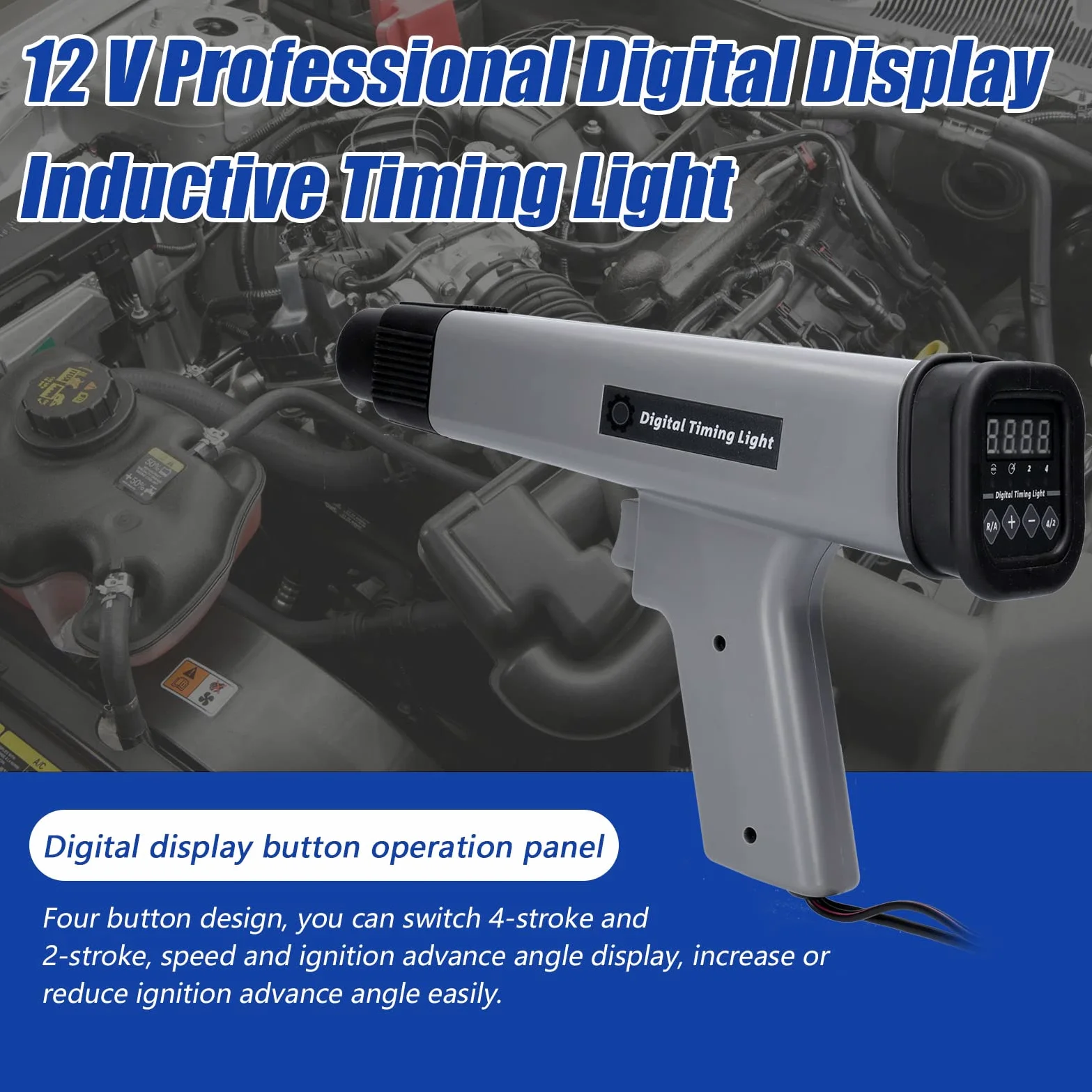 12 V display digitale professionale luce di temporizzazione induttiva auto moto motore a benzina rilevatore di lampada stroboscopica di accensione Ampia gamma di applicazioni