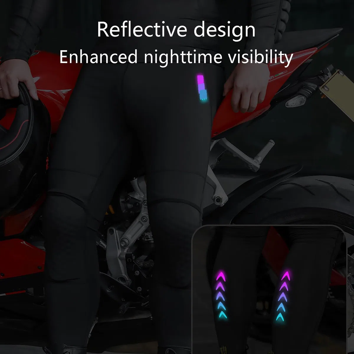 ARMAAN Pantaloni Moto Uomo Con Protezioni Ginocchia E Fianchi, Leggings Moto Traspiranti Ed Elastici Con Protezioni Rimovibili, Abbigliamento Riflettente Per Moto E MTB