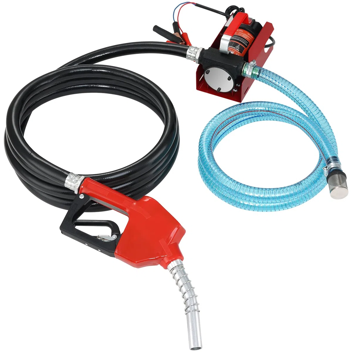 VEVOR Pompa Travaso per Diesel CC12V Portata 37,8L/min Portatile per Trasferimento Carburante nell'Officina, Pompa per Trasferimento del Diesel Cherosene Prevalenza Max. 8m in Lega di Alluminio Ghisa