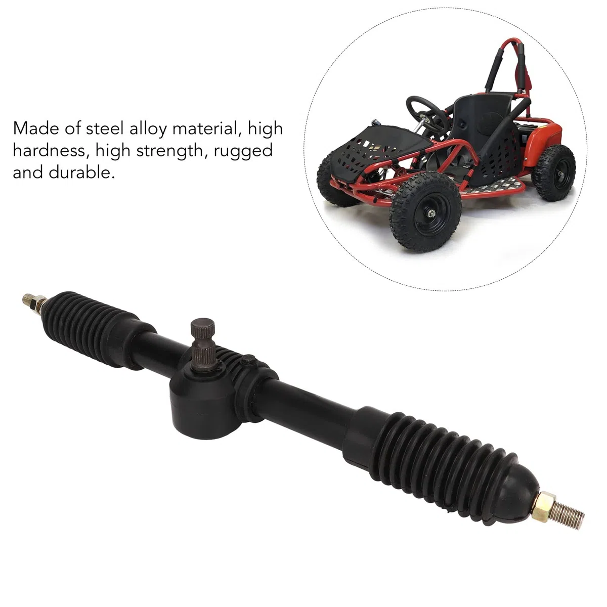KIMISS Albero della cremagliera del servosterzo, albero in acciaio legato lucidato 430mm 30T Go Kart per moto Karting ATV UTV