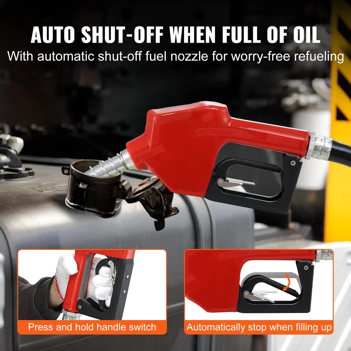 VEVOR Pompa Travaso per Diesel CC12V Portata 37,8L/min Portatile per Trasferimento Carburante nell'Officina, Pompa per Trasferimento del Diesel Cherosene Prevalenza Max. 8m in Lega di Alluminio Ghisa