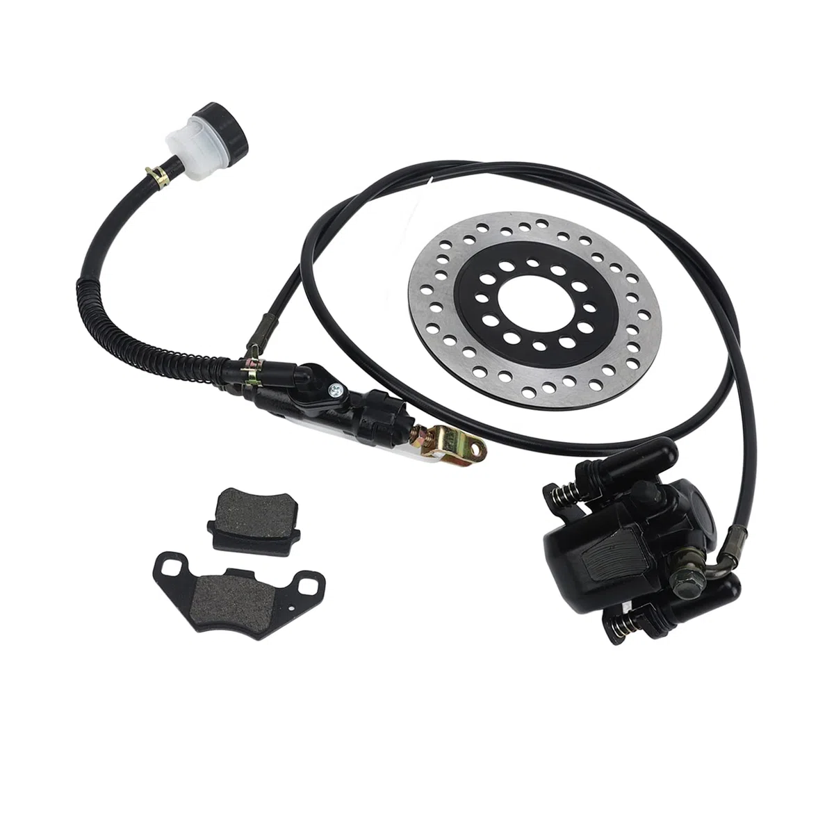 Pilipane Kit Freno Go Kart,Kit Freno a Disco Idraulico Universale, Robusto Sistema di Pinze Freno a Disco in Metallo per Moto da Cross 50cc-250cc, Quad E Go Kart
